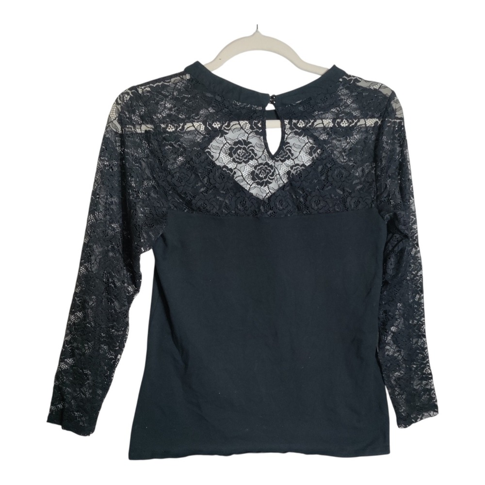 Torrid Black Lace Yoke Long Sleeve Keyhole Top Size 3 3X 11045662